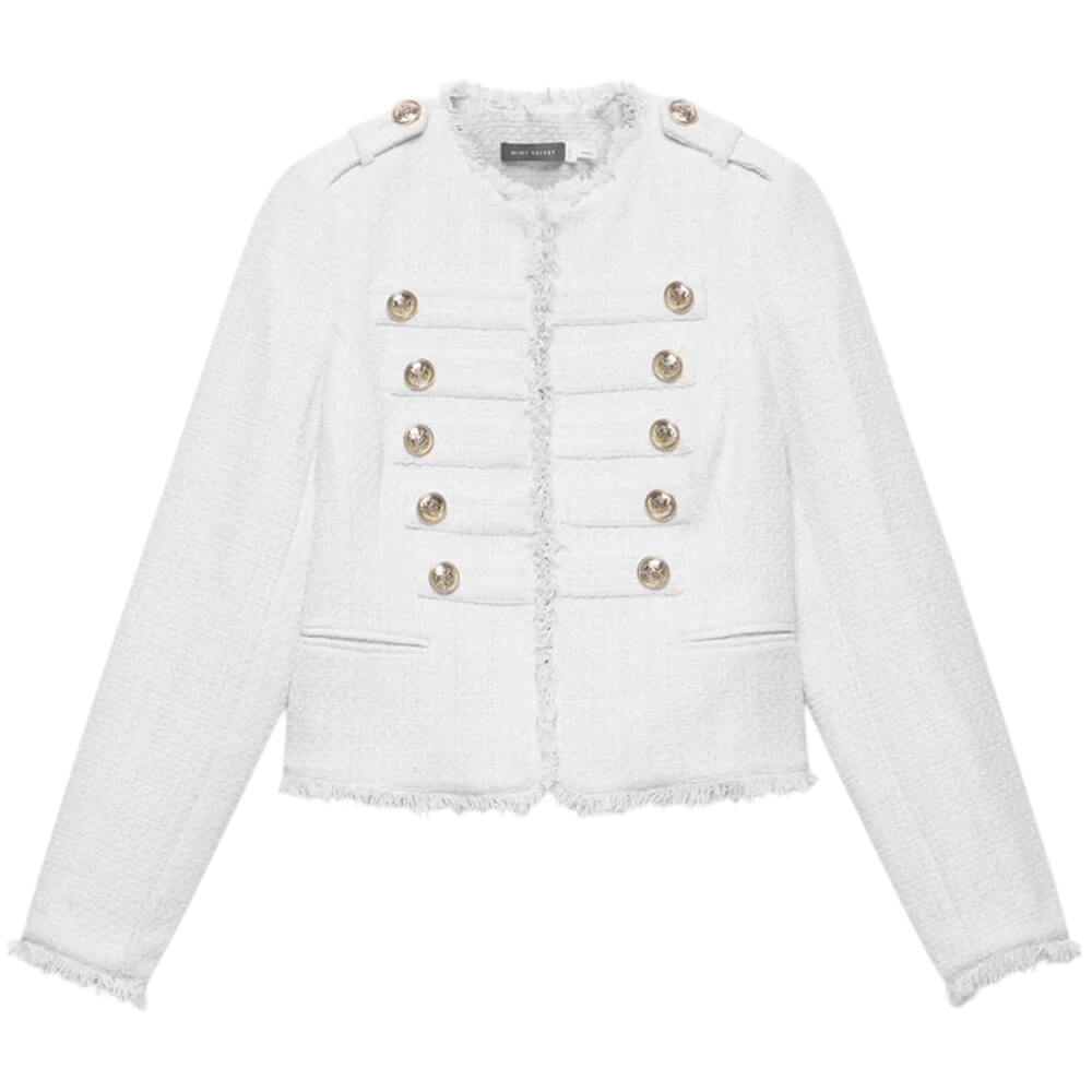 Mint Velvet Cream Boucle Military Jacket